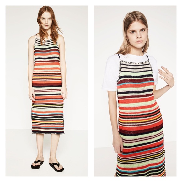 zara striped crochet dress